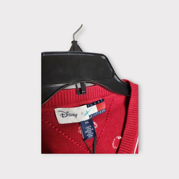 NEW Disney x Tommy Hilfiger Womens Mickey Heart Sweater XXL Red White Pullover - Picture 3 of 10